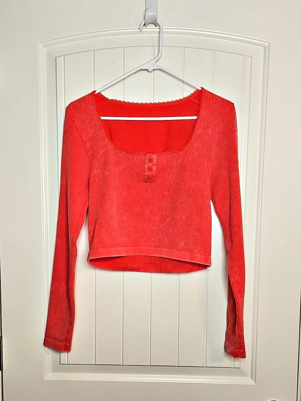 Fabletics Henley Long Sleeve Cropped Top